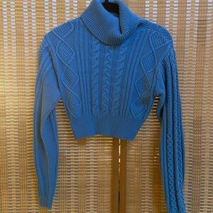 Vibrant blue crop top turtleneck
